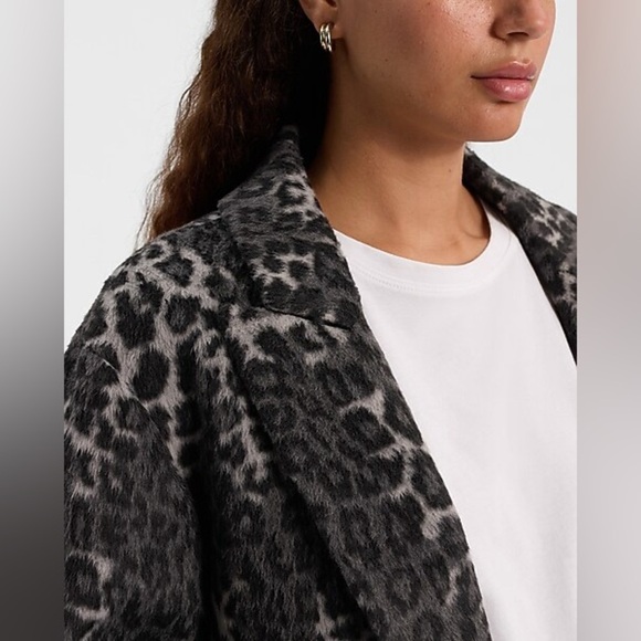 Express Brushed Leopard Wool-Blend Coat - Picture 3 of 9